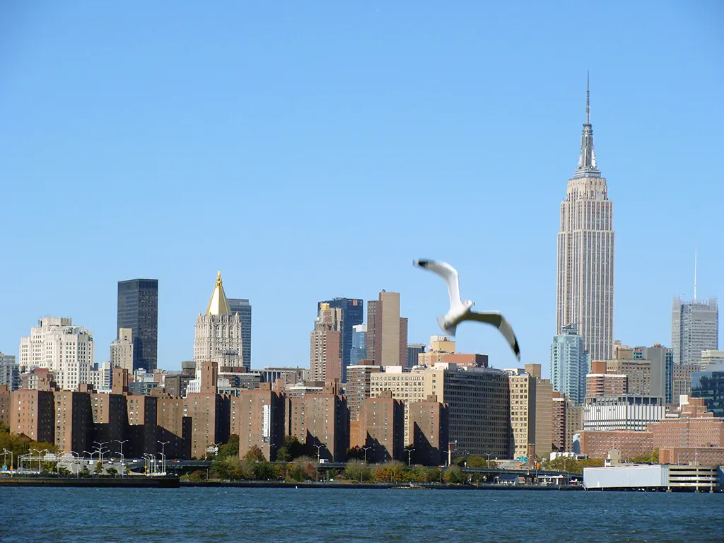 Vista del skyline de Manhattan desde el East River Estate Park en Williamsburg - Foto de AHM