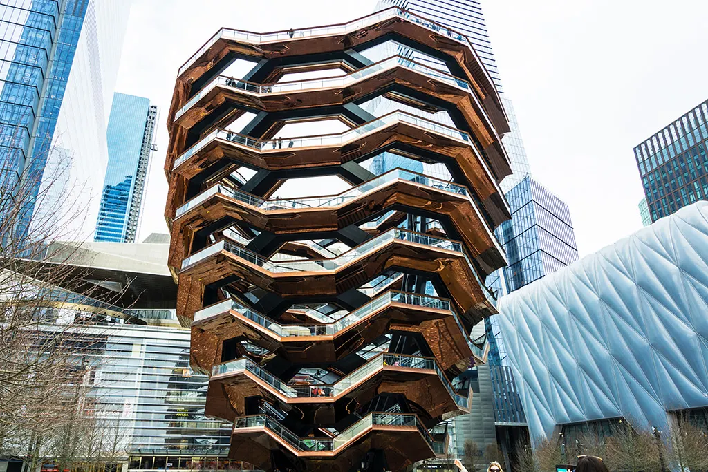 Panorámica de Hudson Yards, la escultura The Vessel en el centro. Foto cortesía de María Fernanda Pellejero @mafepellejero