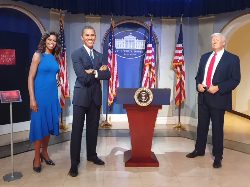 Michel y Barak Obama y Donald Trump en el Museo de Cera de Nueva York - Foto de Andrea Hoare Madrid