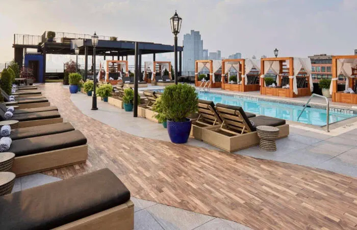 Rooftop pool at the Arlo Hotel in Williamsburg, Brooklyn. Photo from Booking