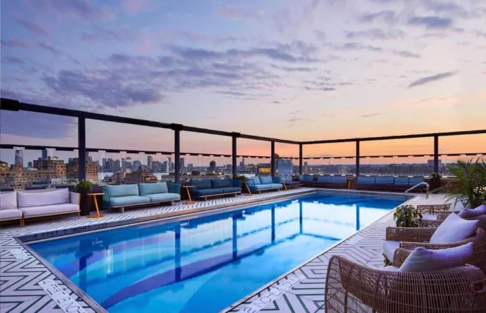 Rooftop pool at the Gansevoort Meatpacking District. Courtesy of Booking