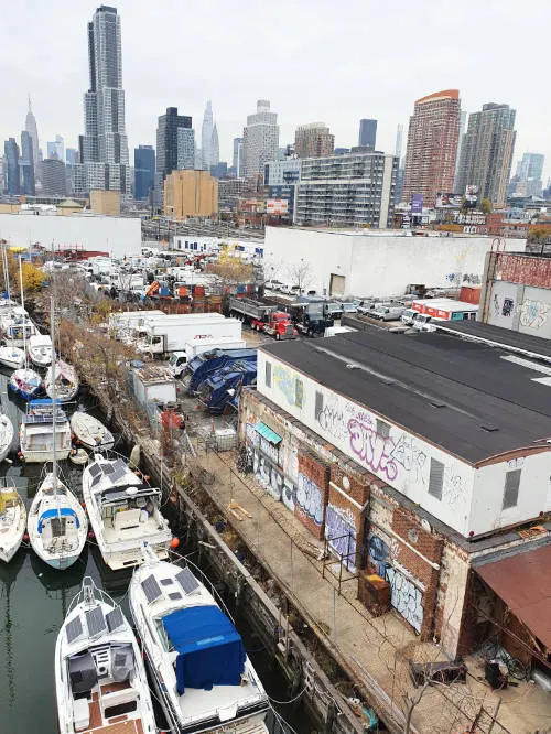 Newtown Creek canal seen from the Pulaski Bridge. Photo by Andrea Hoare Madrid