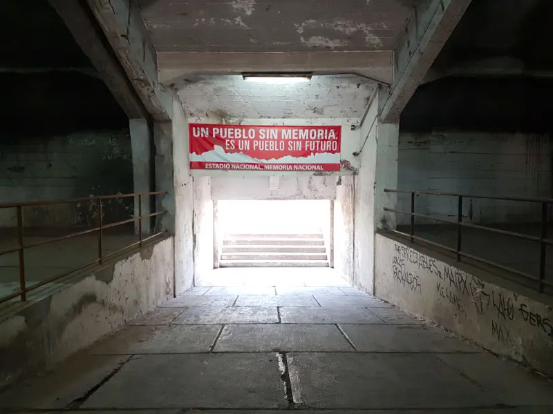 Interior de la escotilla 8 en el Estadio Nacional durante el recorrido del Circuito de la Memoria - Foto de Andrea Hoare Madrid