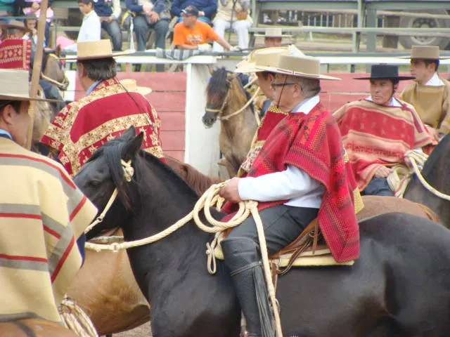Huasos montando caballos durante la celebración de las Fiestas Patrias en Las Condes - Foto de AHM