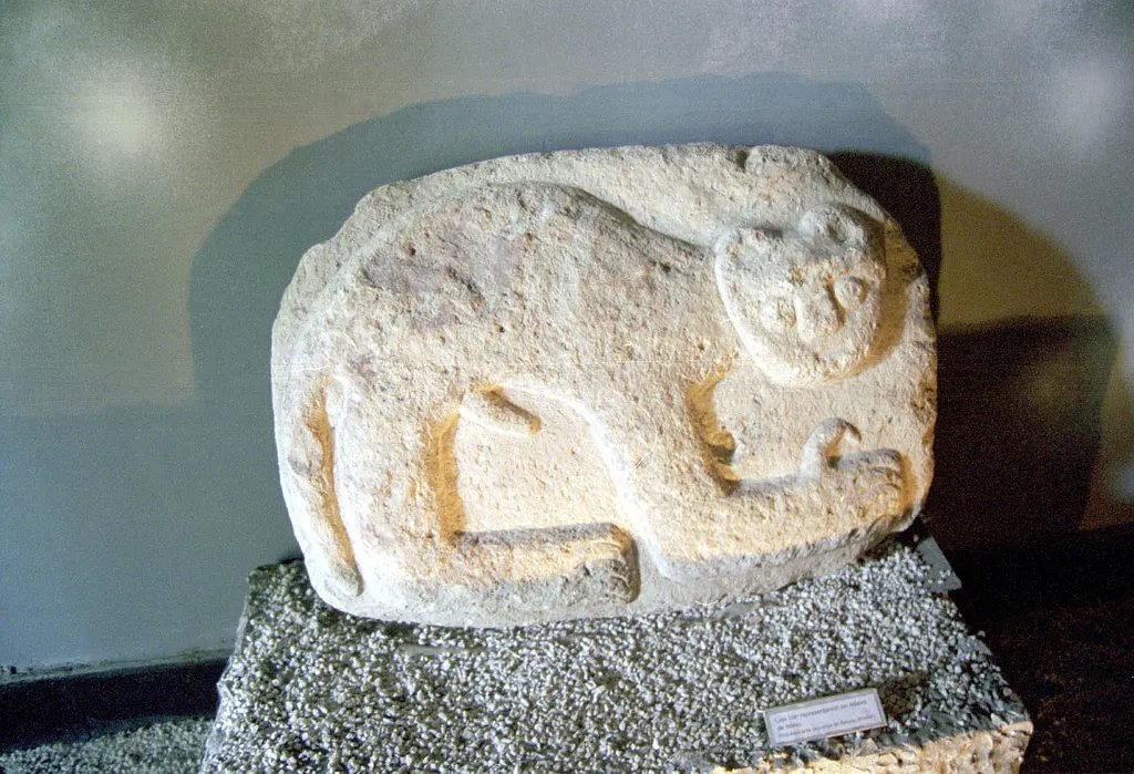 Pieza tallada en piedra en museo arqueologia lima